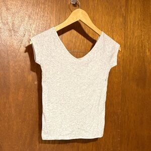 American Eagle Outfitters Light Gray V-Neck Tee